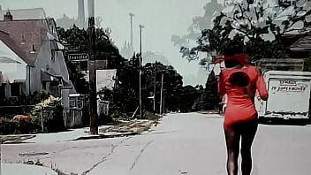 Detroit hooker in red tight mini dress